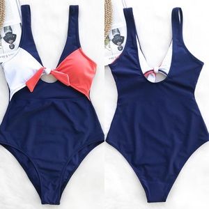Bowknot Navy and Coral One Piece